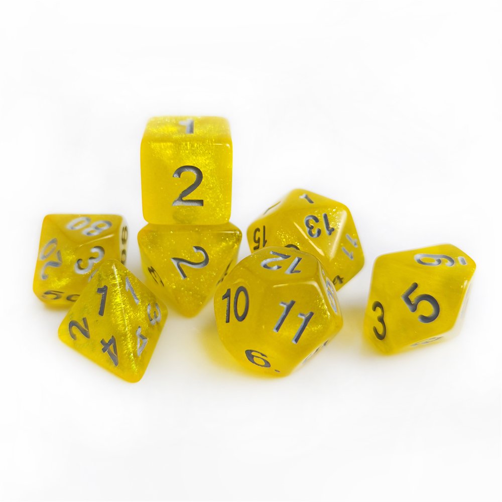 High Quality Dungeons and Dragons RPG Board Game Dice Acrylic Custom Polyhedral 7Pcs/Set Plastic Glitter DND Dice Set