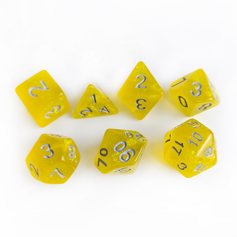 High Quality Dungeons and Dragons RPG Board Game Dice Acrylic Custom Polyhedral 7Pcs/Set Plastic Glitter DND Dice Set