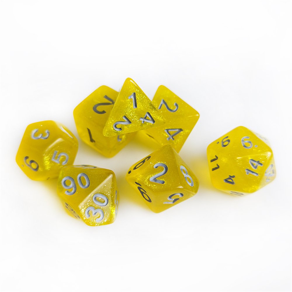 High Quality Dungeons and Dragons RPG Board Game Dice Acrylic Custom Polyhedral 7Pcs/Set Plastic Glitter DND Dice Set