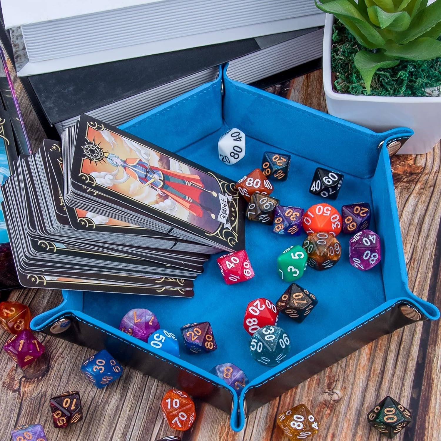 Custom Dnd Rpg Board Game Leather Dice Tray Dungeons and Dragons Magnetic Folding Dice Tray
