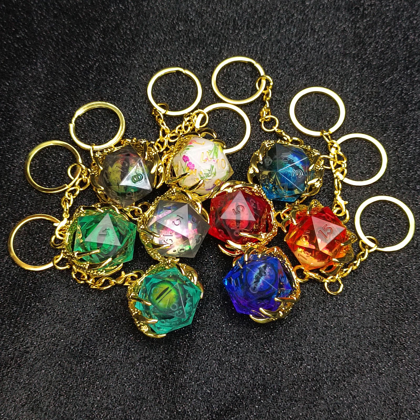 Creative metal dragon claw charm holiday gifts nerd small pendant dice keychain