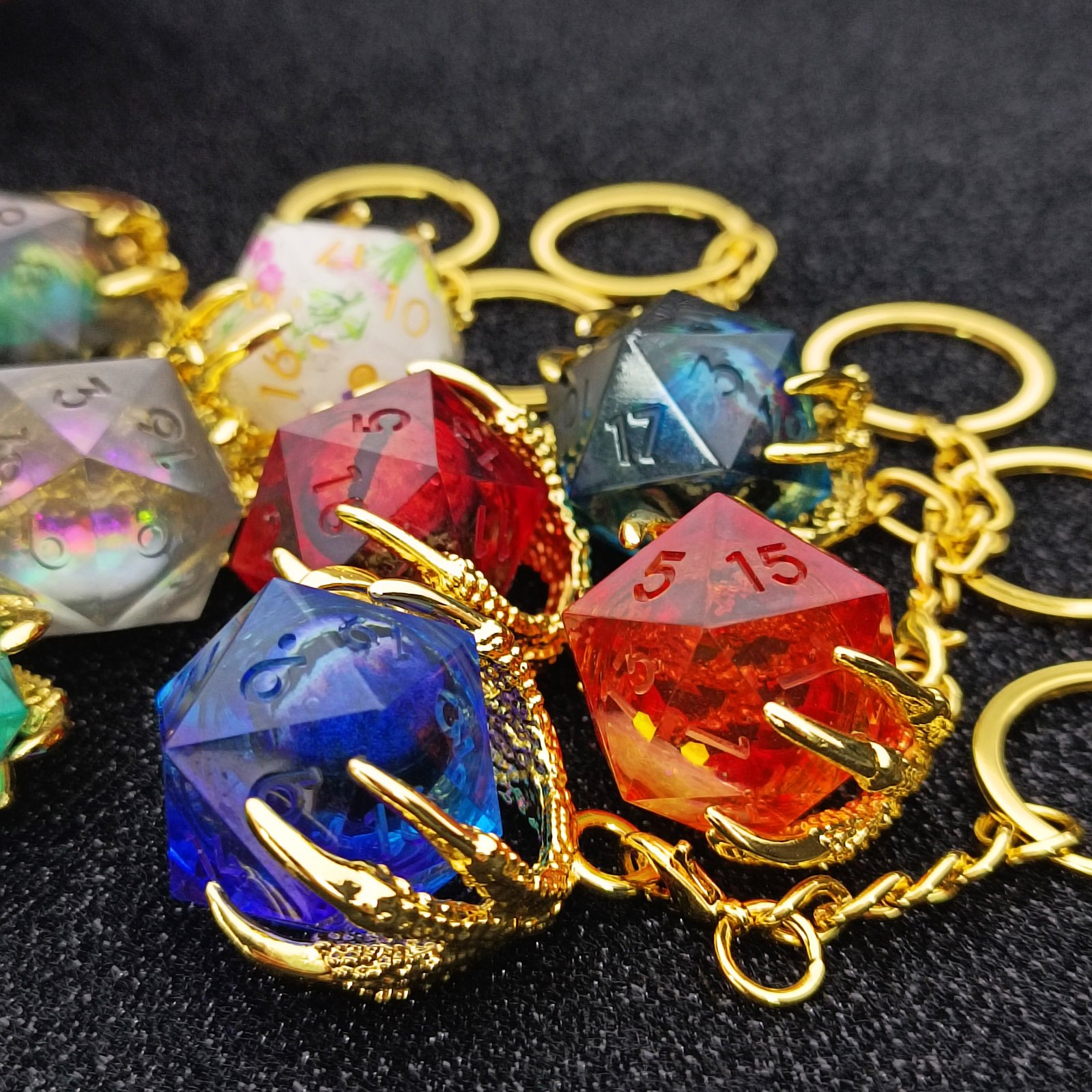Creative metal dragon claw charm holiday gifts nerd small pendant dice keychain