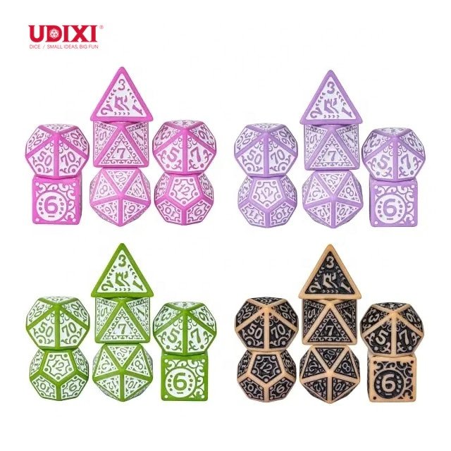 Udixi Custom Counter Dice Polyhedral Dice Acrylic Pattern Dice Set for for DND Dungeons and Dragon RPG Board Games