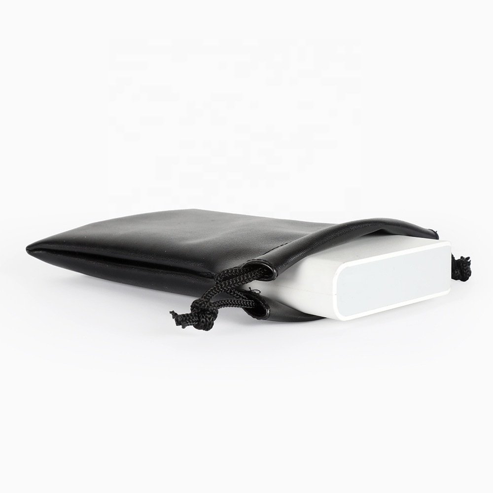Various Sizes Available Mini Drawstring Storage Bag Gift Packing Bag Cool Black Custom Small PU Leather Bag for Jewelry
