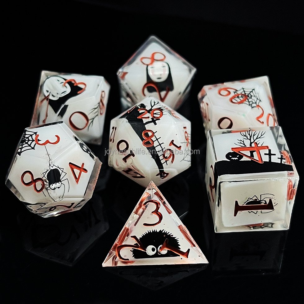 Halloween collection color D&D Handmade Polyhedral For Dungeons and Dragons Pathfinder Role Playing Game Sharp Edge Dice
