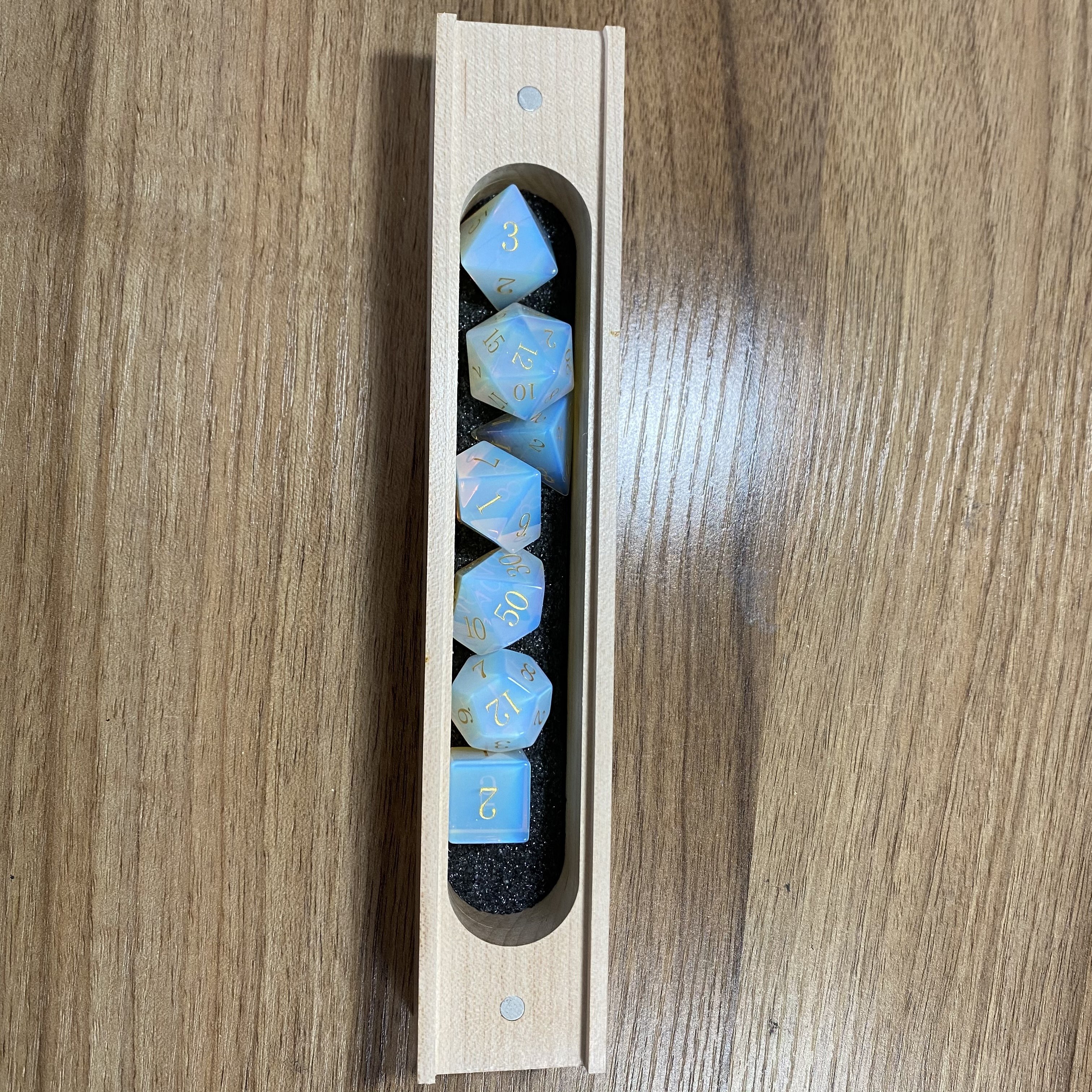 ENGRAVED OPALITE Dungeons Dragons DND RPG 7 piece PRG gemstone dice