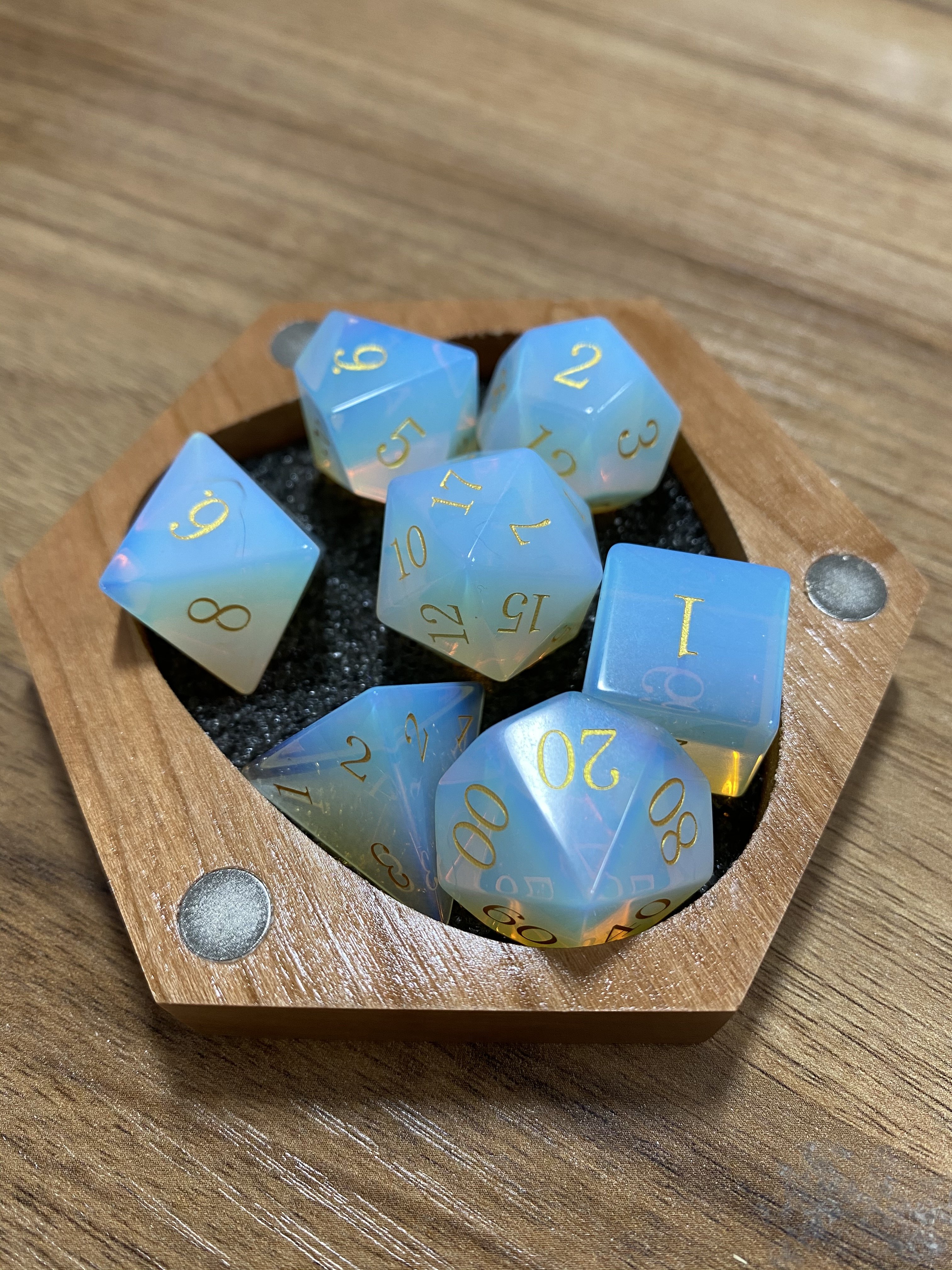 ENGRAVED OPALITE Dungeons Dragons DND RPG 7 piece PRG gemstone dice