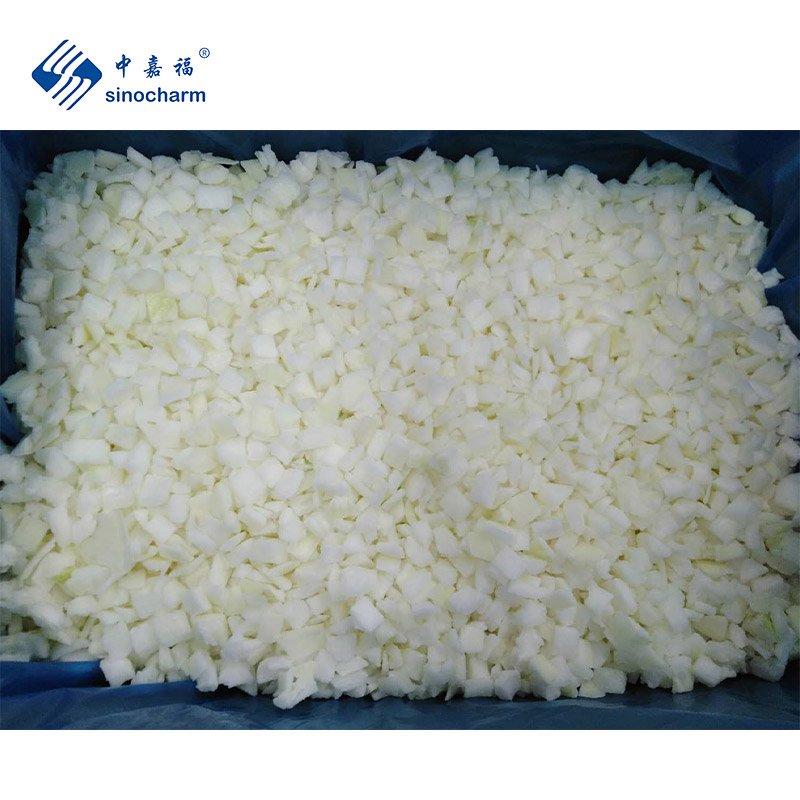 Sinocharm BRC-A approved 10*10mm IQF Fresh White Onion Dice Factory Wholesale Price Frozen Chopped Onion
