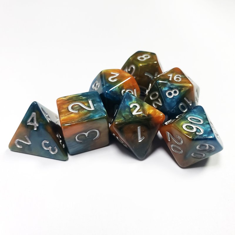 New Custom Logo Resin Colored Polyhedral 7pc D&d Role Playing Dice For Dungeons And Dragons