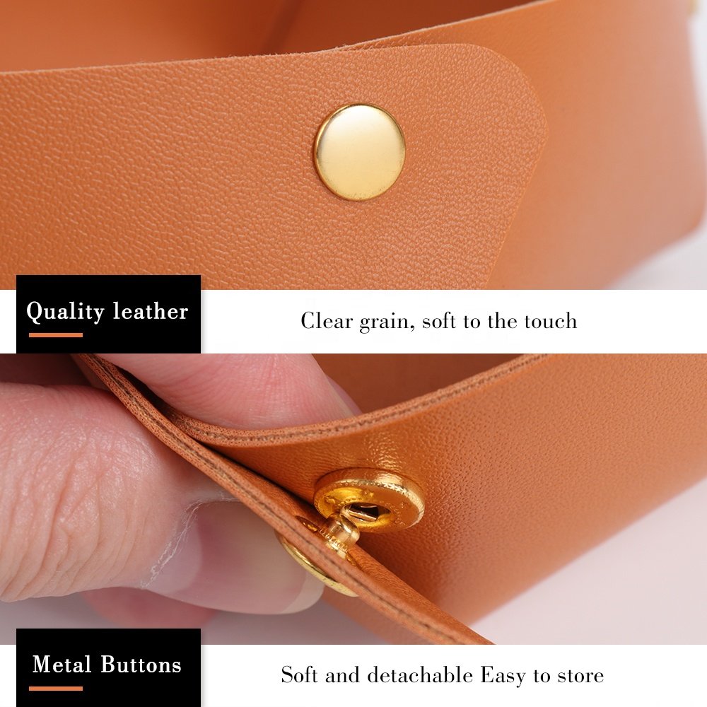 Customized Collapsible Clutter Storage Tray Portable Folding Leg Pu Leather Dice Rolling Trays
