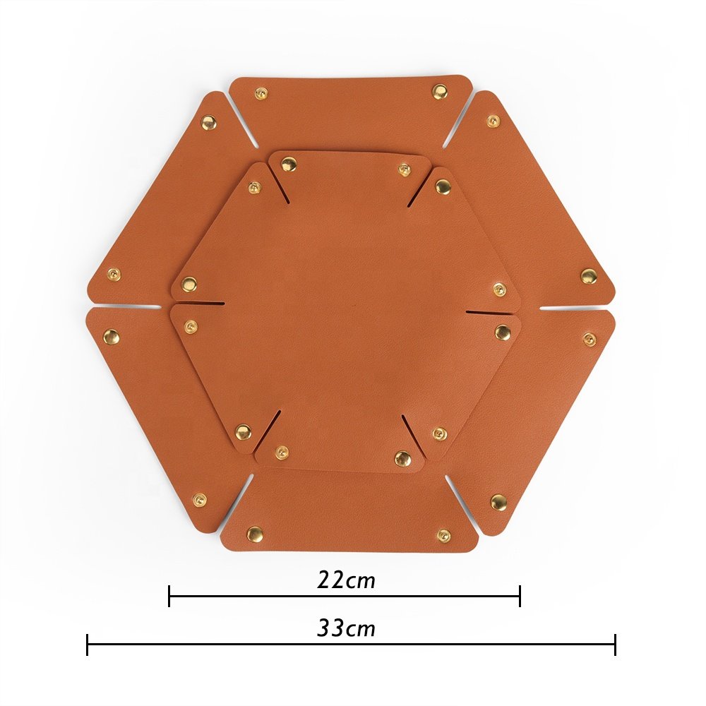 Customized Collapsible Clutter Storage Tray Portable Folding Leg Pu Leather Dice Rolling Trays