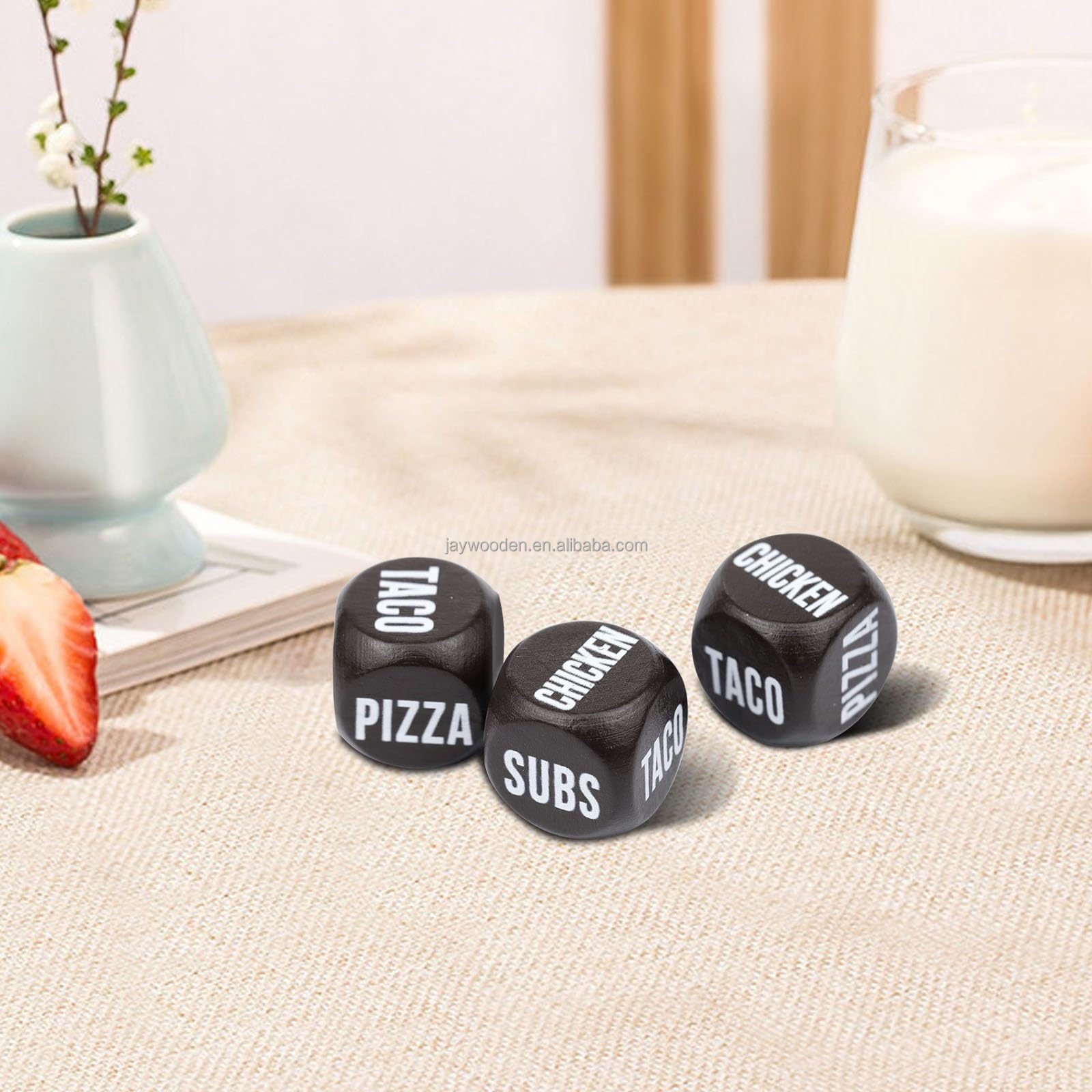 Custom Large Kids' Educational Toy Natural Wooden Dice Set Game story number dice polyhedral dice