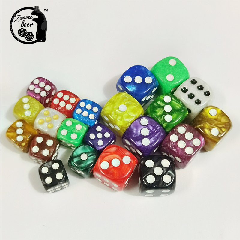 custom D6 12/16mm resin Round Corner Pearl Pattern Dice Color Marbling Polyhedral Dice Game