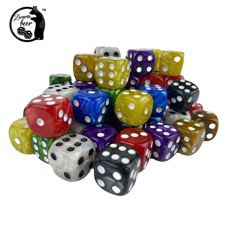 custom D6 12/16mm resin Round Corner Pearl Pattern Dice Color Marbling Polyhedral Dice Game