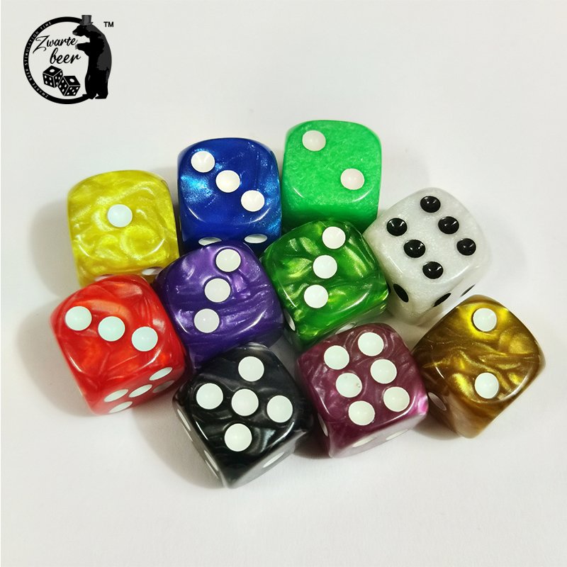 custom D6 12/16mm resin Round Corner Pearl Pattern Dice Color Marbling Polyhedral Dice Game