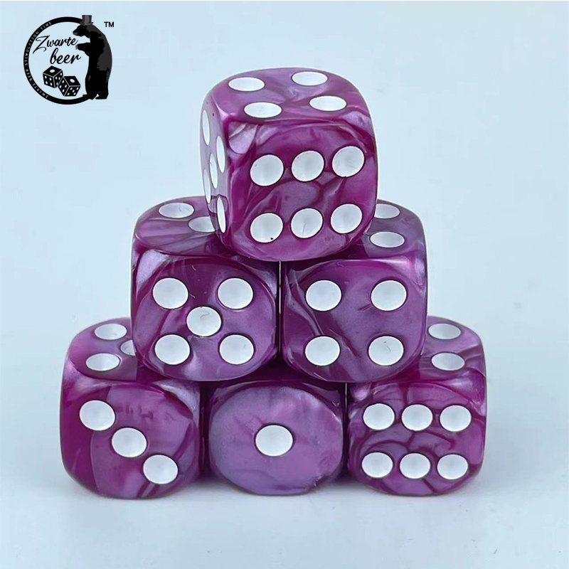 custom D6 12/16mm resin Round Corner Pearl Pattern Dice Color Marbling Polyhedral Dice Game