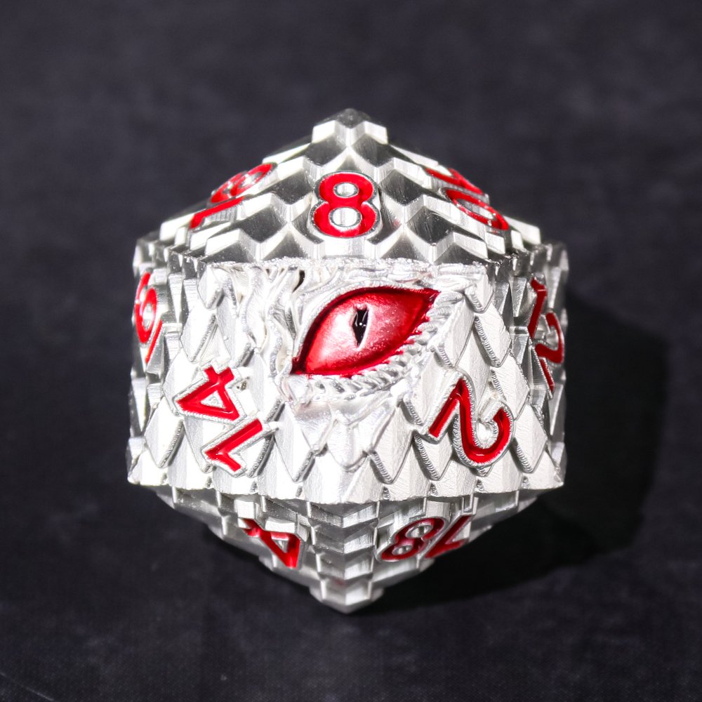 Custom polyhedral metal dice 7 dice set RPG game Silver Dragon-Red Eye dice for Casino games