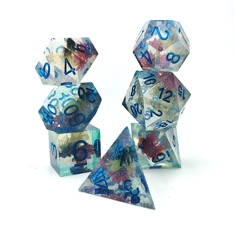 Dnd Rpg Dice Board Or Card Games Dungeons And Dragons Plastic Color Mixed Glitter Polyhedral Resin Dice Set