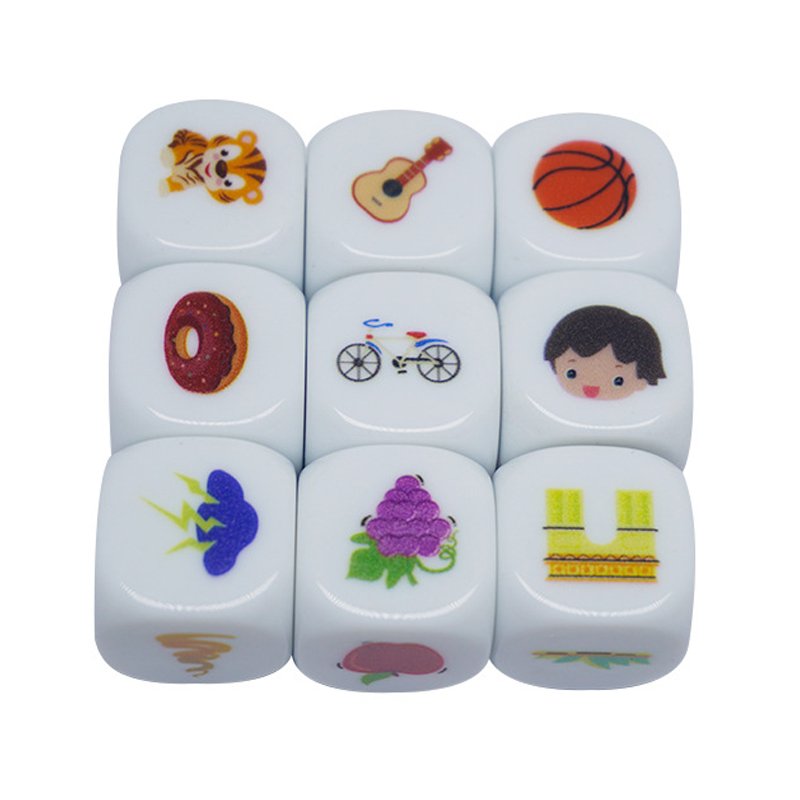 Custom Printed Polyhedral Acrylic Dice 6 Sides 16mm 20mm Plastic Board Game Dice D6 Acrylic Story Dice