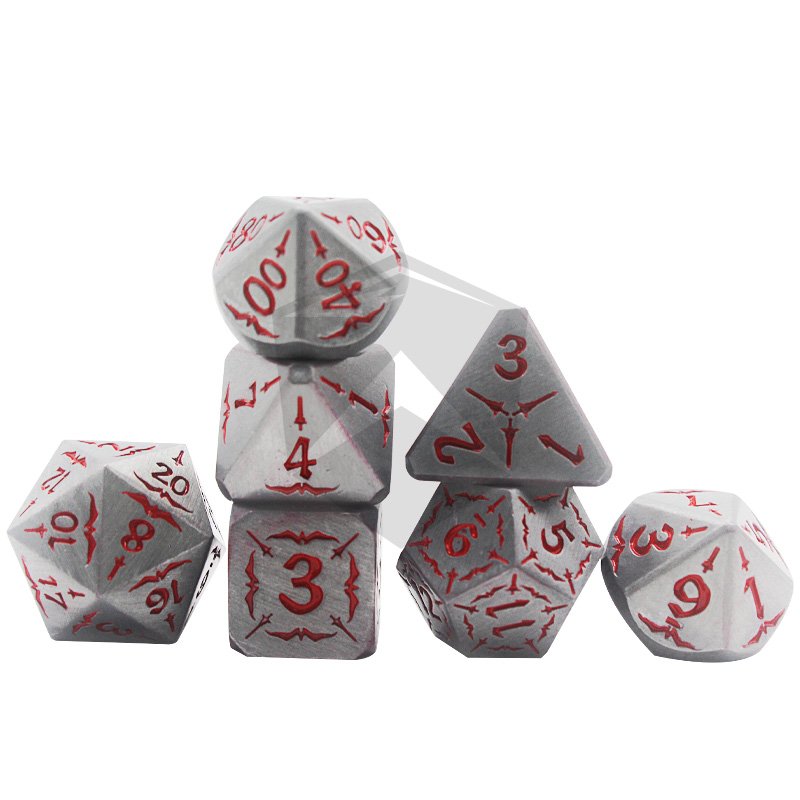 DND Metal Dice Set 7 PCS Dragon Scale Metallic DND Dice Set For Board Game
