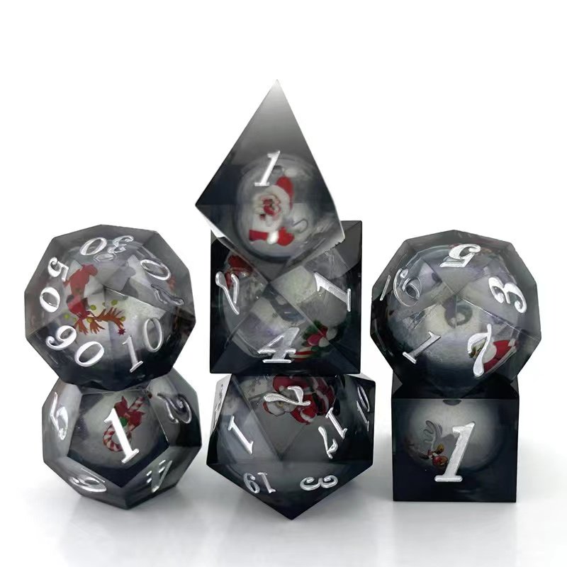 Santa's Liquid Core Sharp Edge Resin Dice set RPG Dungeons & Dragons board game board game accessories