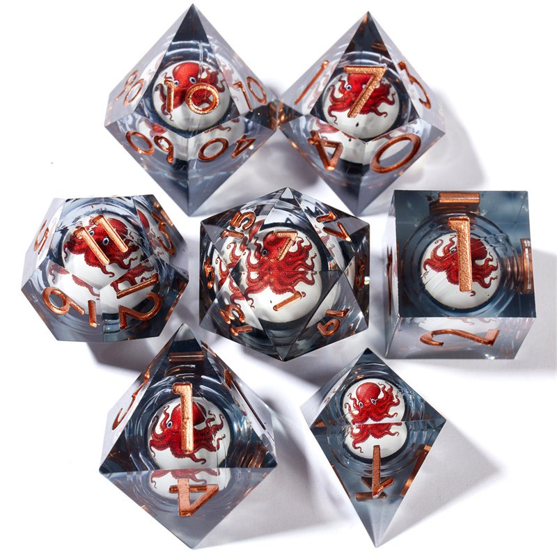 Cat 7-piece set Rpg resin longan dice set, Dnd role-playing gift tabletop game resin Dnd dice set