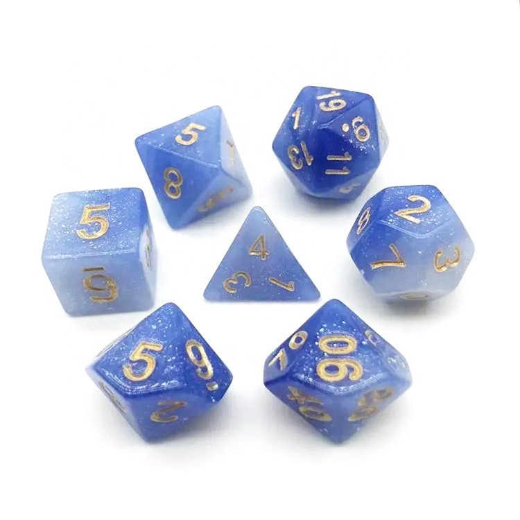 Manufacturers Price Blue White DND Polyhedral Acrylic Dice for Role Playing Game