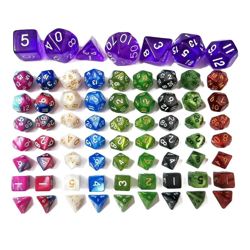 Custom colorful plastic mini polyhedral game dice set for DND or RPG