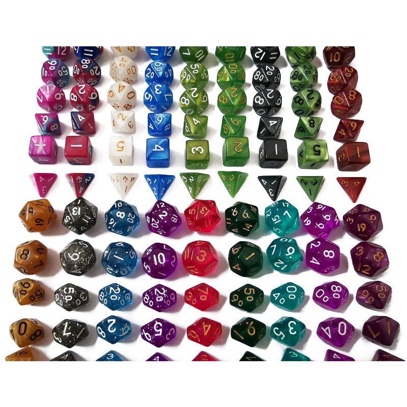 Custom colorful plastic mini polyhedral game dice set for DND or RPG