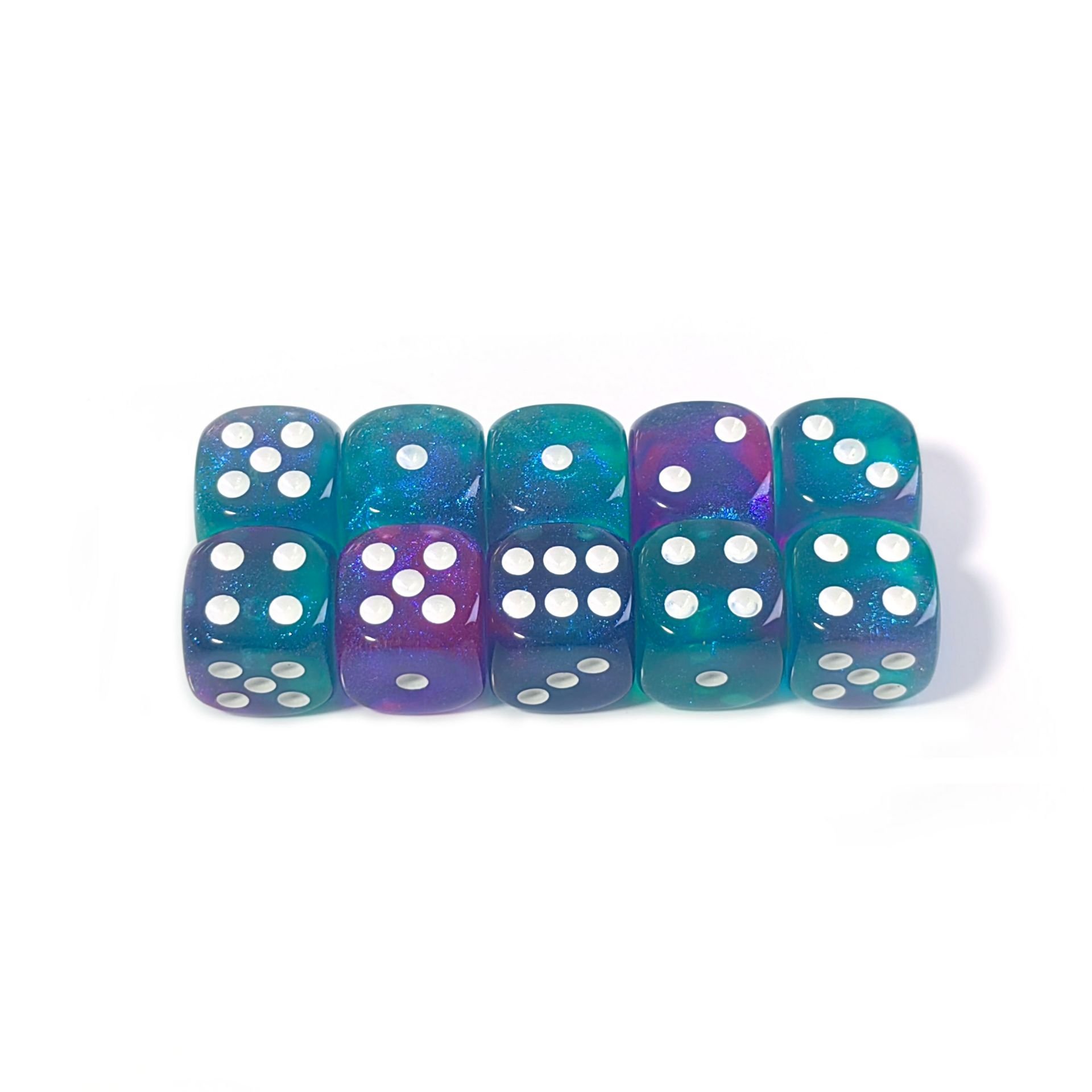 high quality two color transparent glitter dice 12mm tiny Custom colorful 6 sides dice