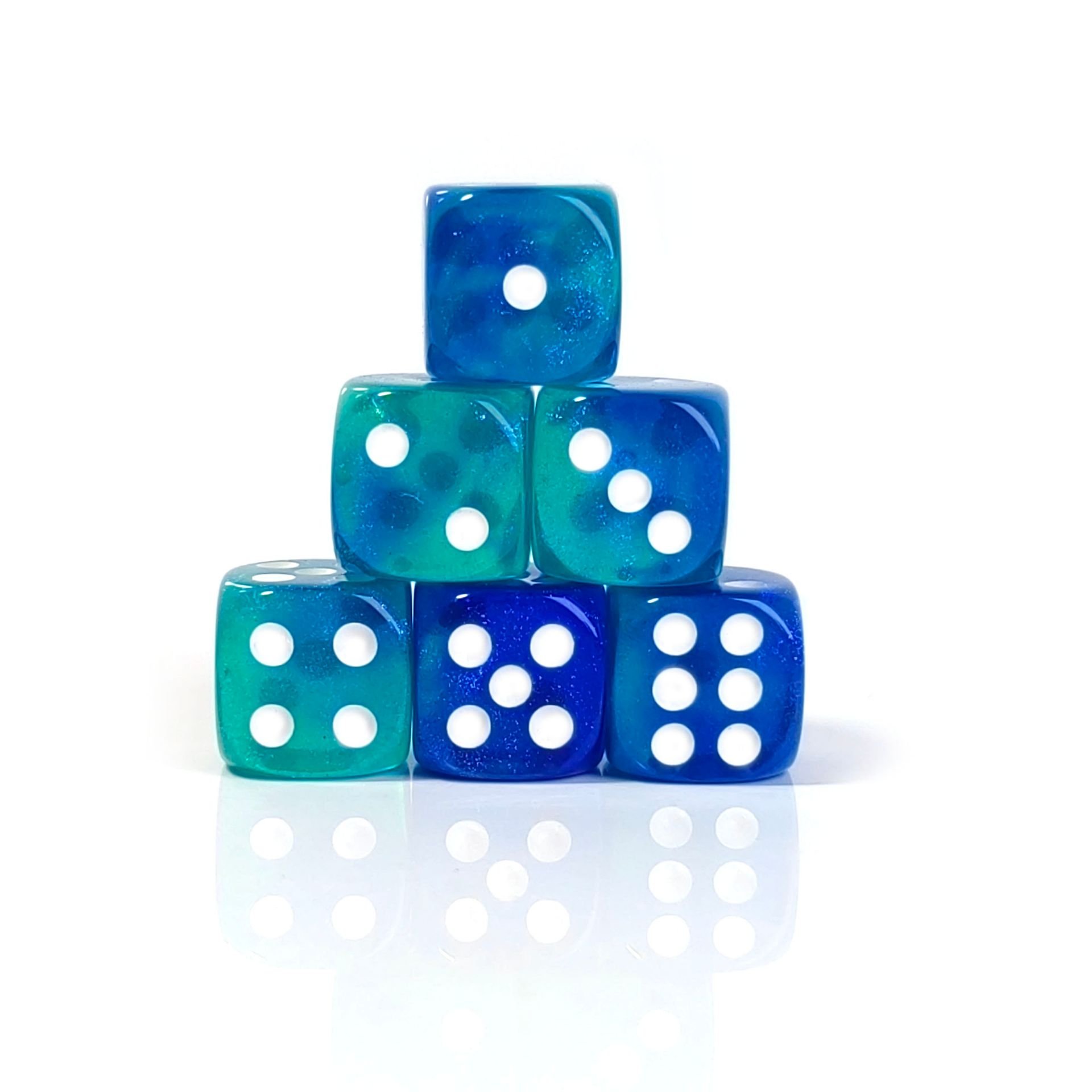 high quality two color transparent glitter dice 12mm tiny Custom colorful 6 sides dice