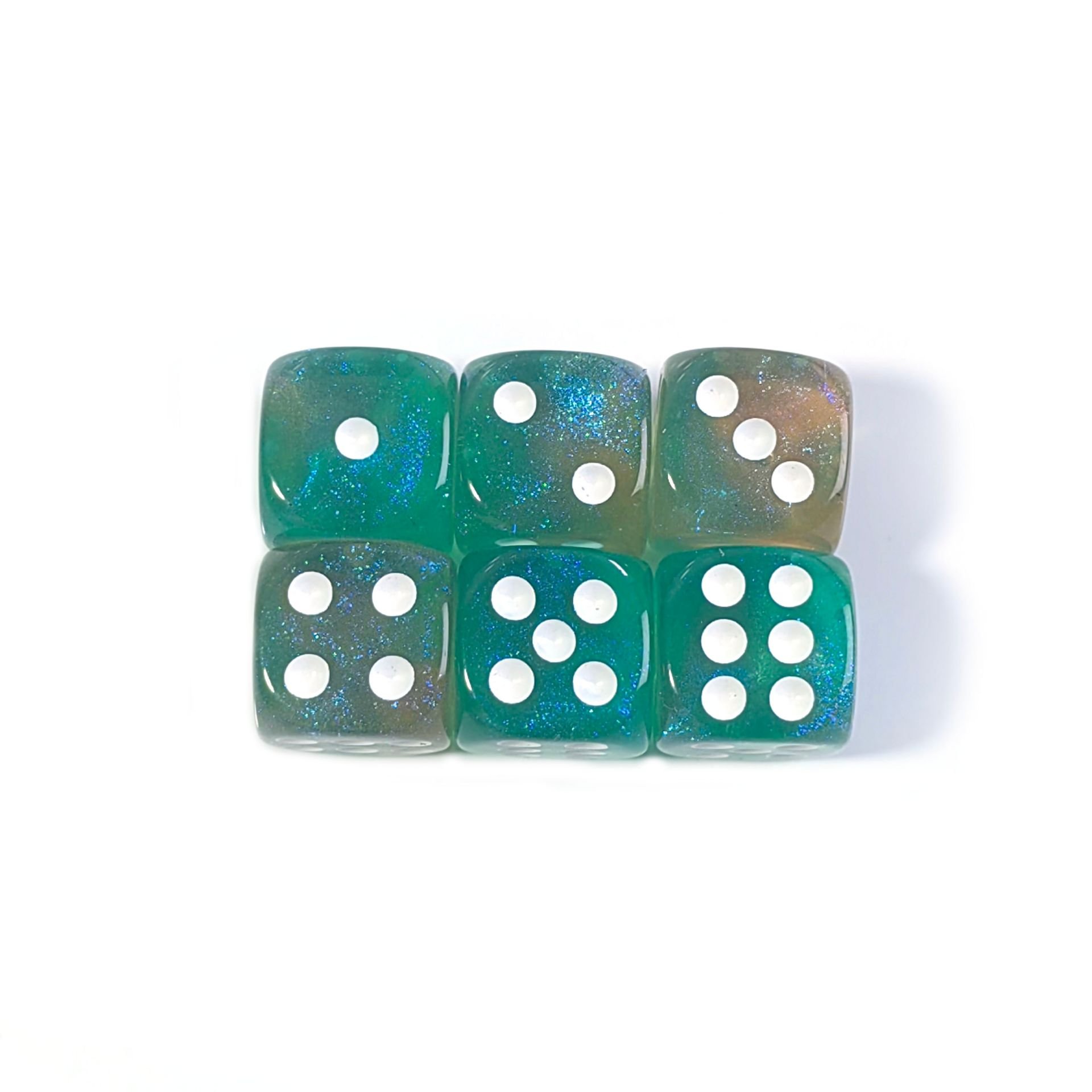 high quality two color transparent glitter dice 12mm tiny Custom colorful 6 sides dice