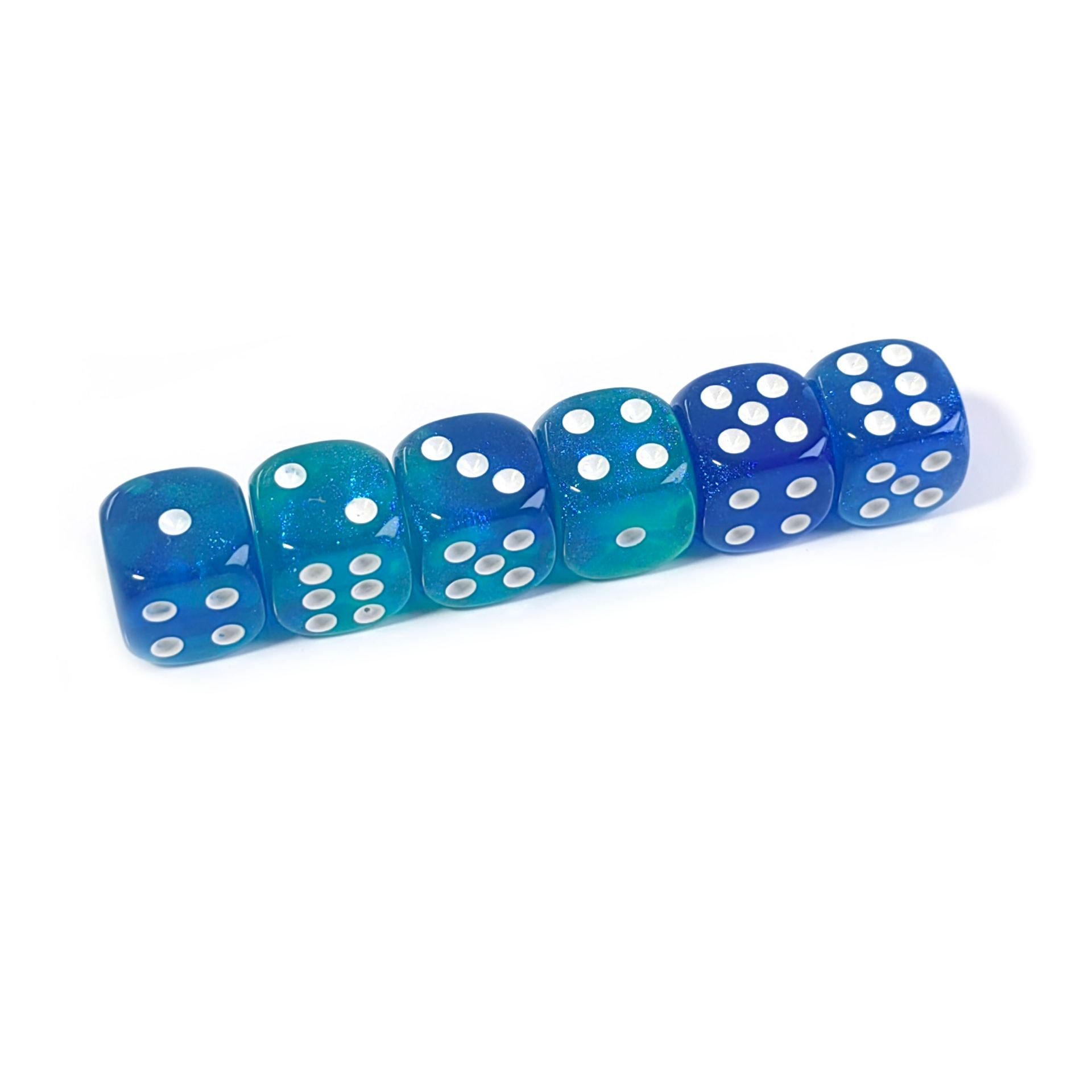 high quality two color transparent glitter dice 12mm tiny Custom colorful 6 sides dice