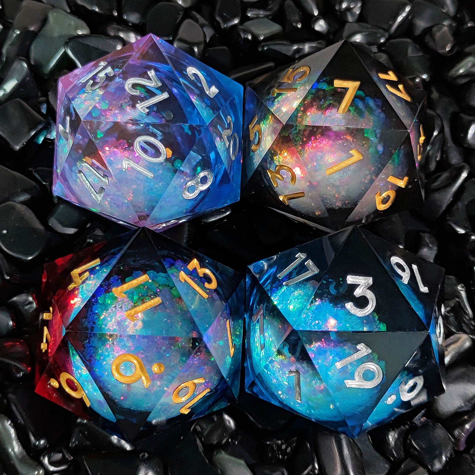 Wonderland Quicksand Large 35mm Transparent Resin Dice Liquid Core Big D20 Dice for DND Lover