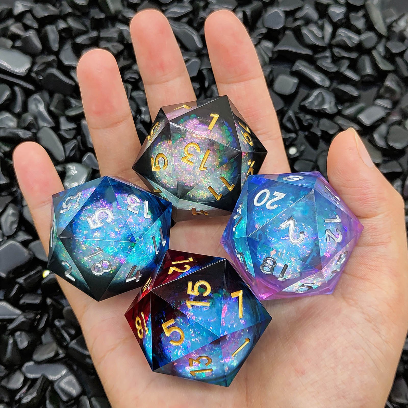Wonderland Quicksand Large 35mm Transparent Resin Dice Liquid Core Big D20 Dice for DND Lover