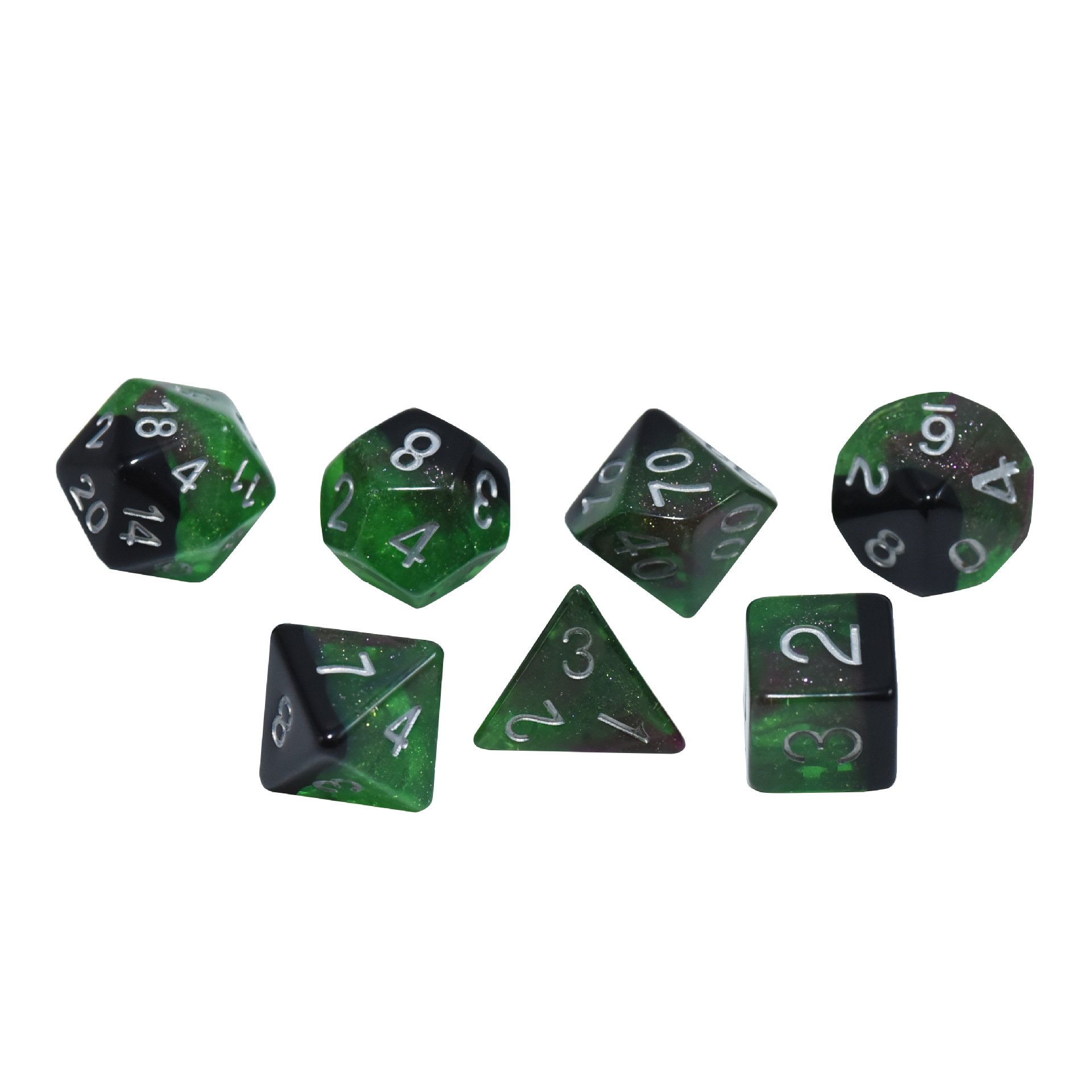 Wholesale Customized High Quality Luxury Colored Green Round Edge Number Board Games Dice Acrylic Polyhedral Casino Dice Set