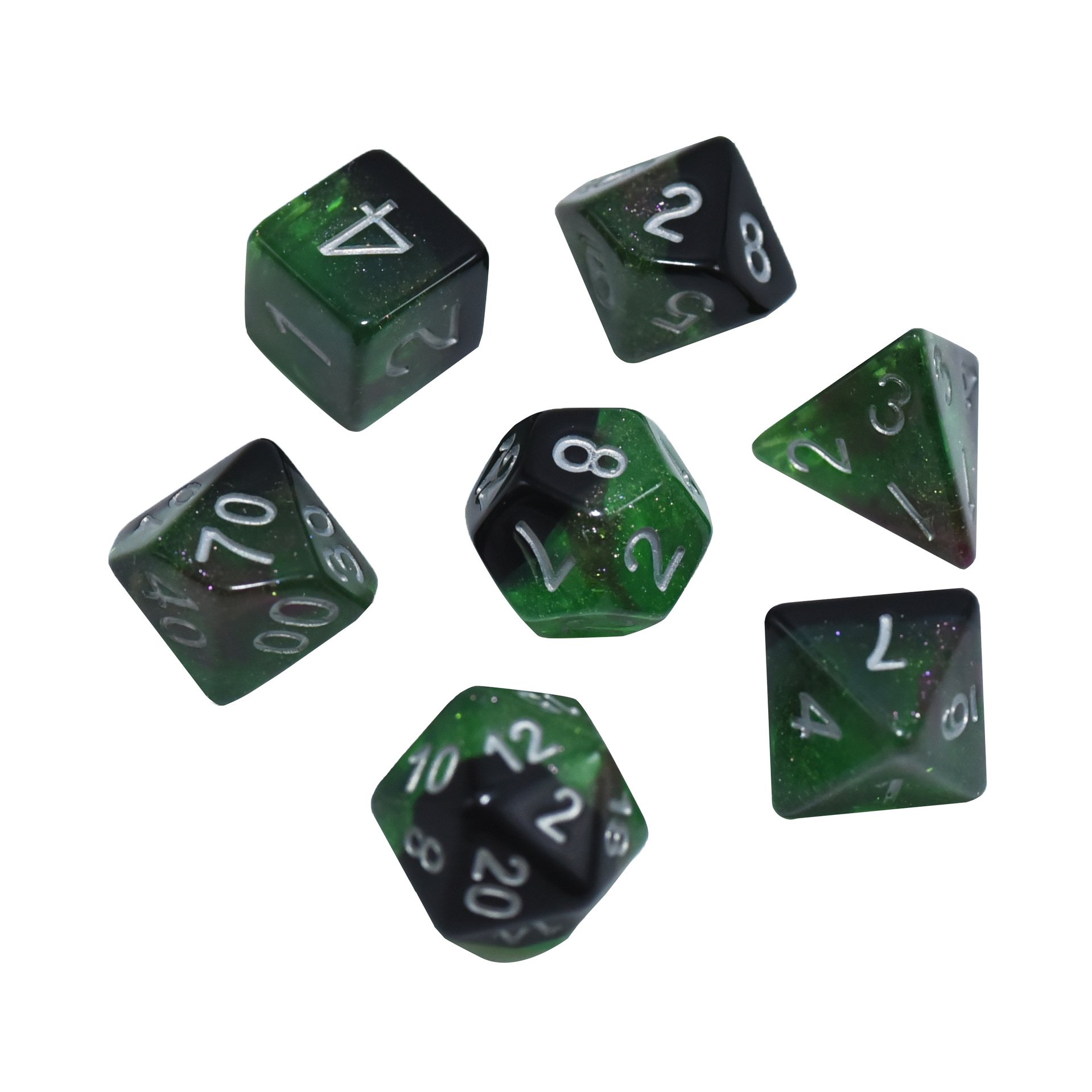 Wholesale Customized High Quality Luxury Colored Green Round Edge Number Board Games Dice Acrylic Polyhedral Casino Dice Set