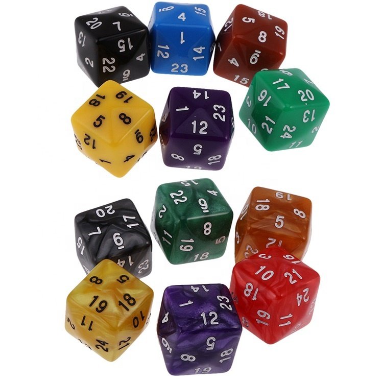 Bulk Various Colors Acrylic 24 Sided Polyhedral DND Dice For Math Games