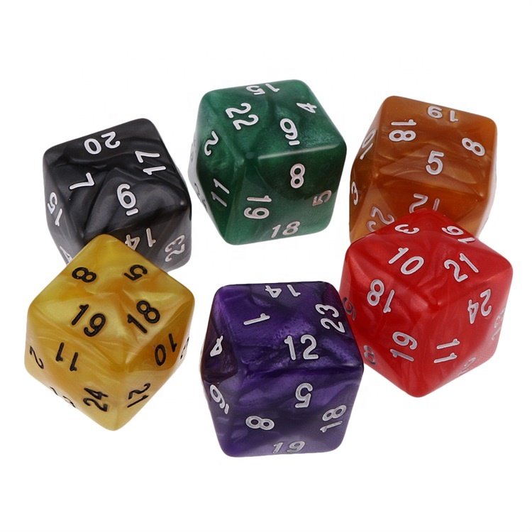 Bulk Various Colors Acrylic 24 Sided Polyhedral DND Dice For Math Games
