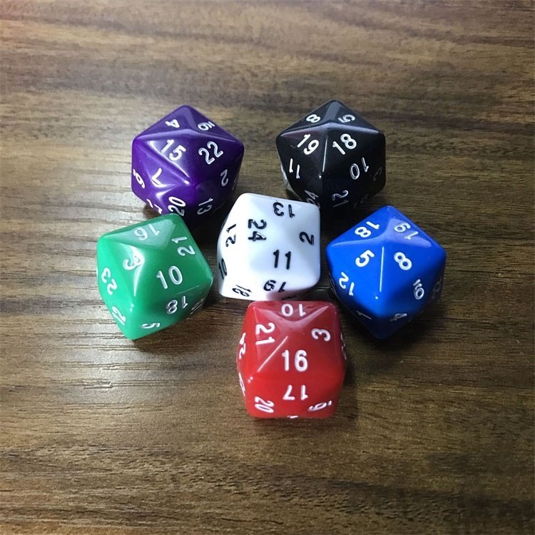 Bulk Various Colors Acrylic 24 Sided Polyhedral DND Dice For Math Games