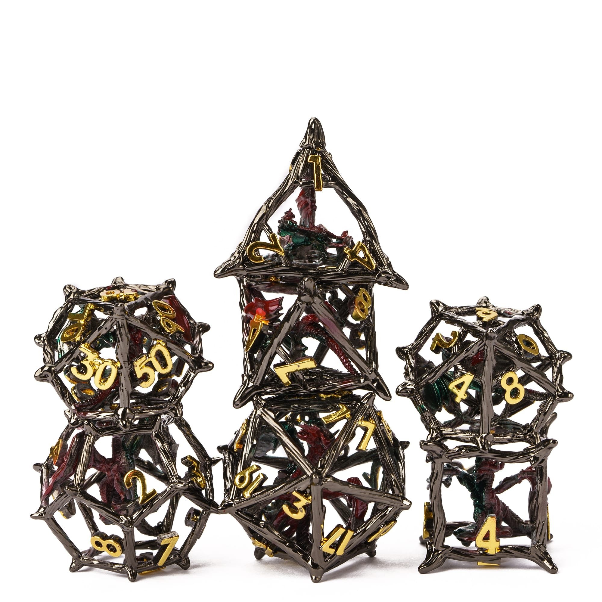 Udixi Custom Casino Polyhedral Skull Metal Dice Set Team Game Dice Set Metal D&D Rpg Tabletop Game Metal Dice