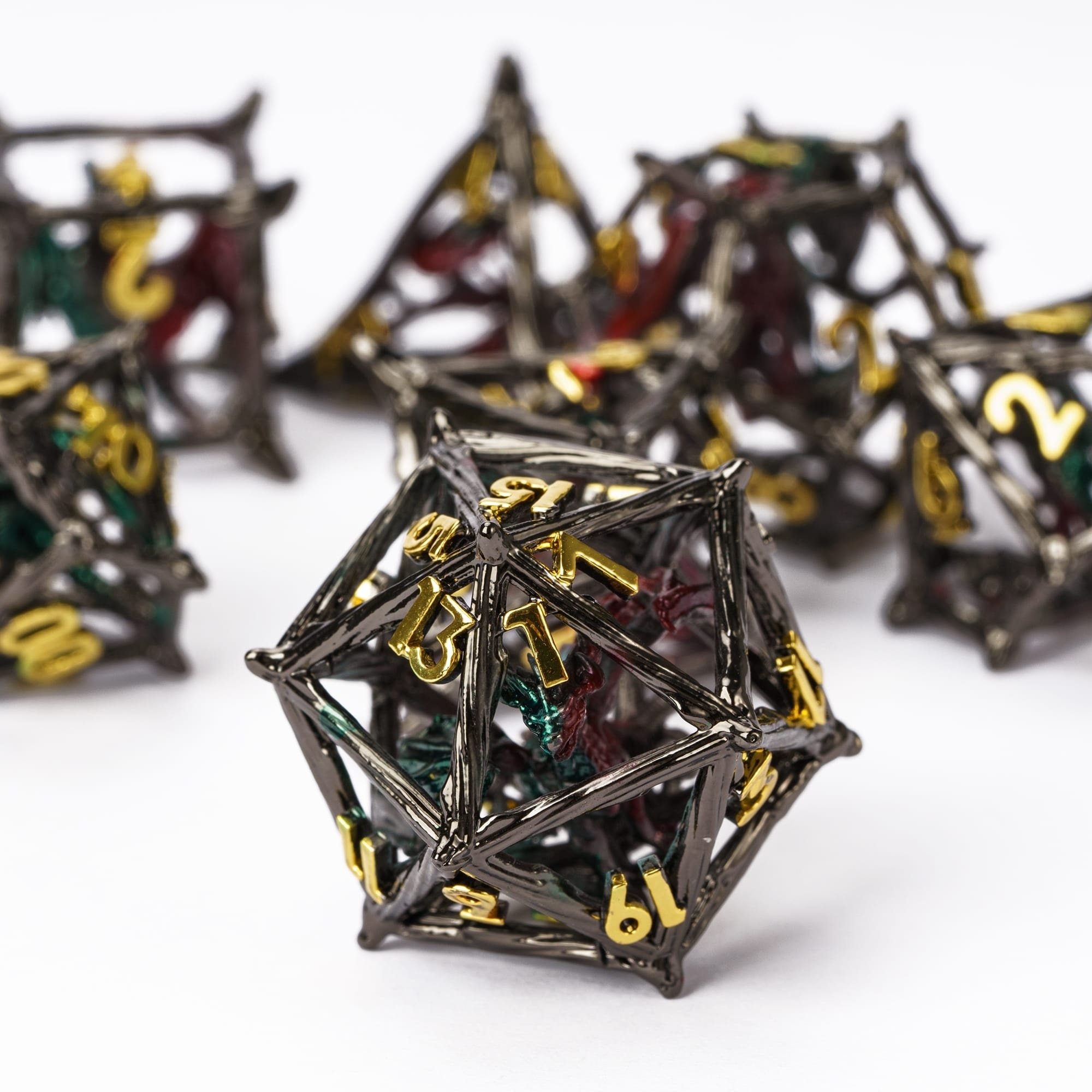 Udixi Custom Casino Polyhedral Skull Metal Dice Set Team Game Dice Set Metal D&D Rpg Tabletop Game Metal Dice
