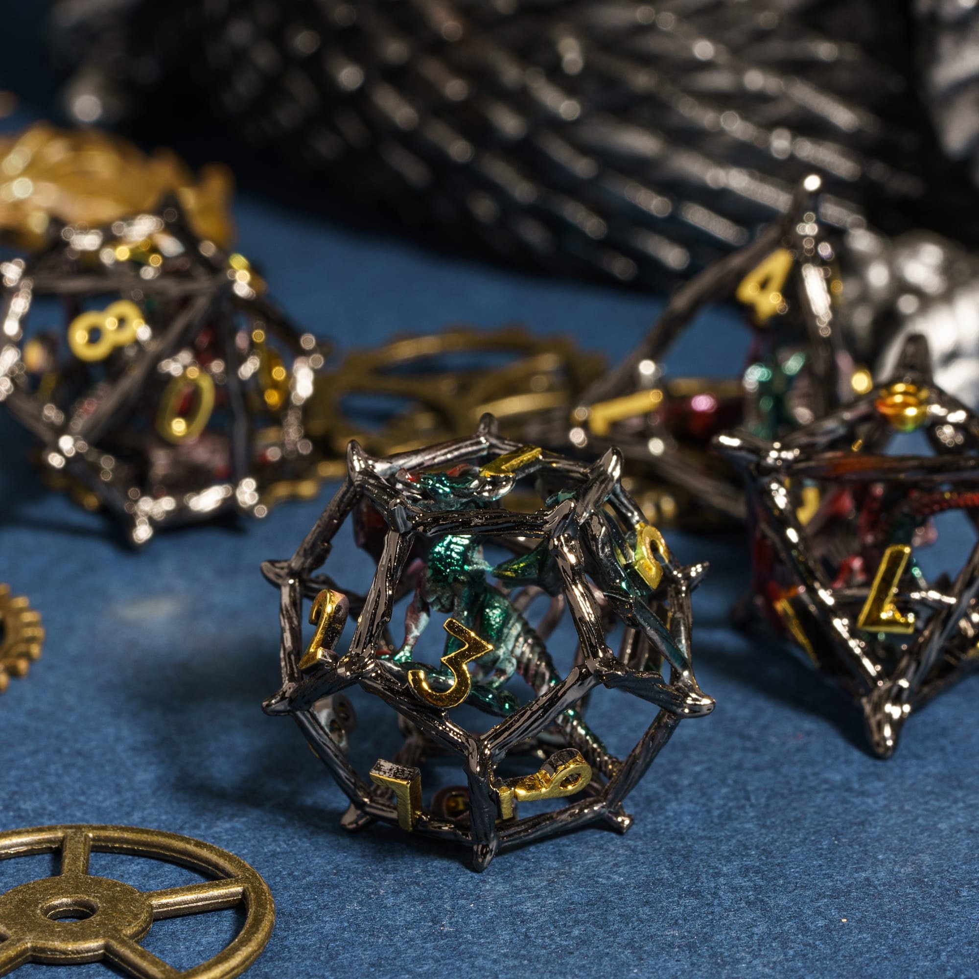 Udixi Custom Casino Polyhedral Skull Metal Dice Set Team Game Dice Set Metal D&D Rpg Tabletop Game Metal Dice