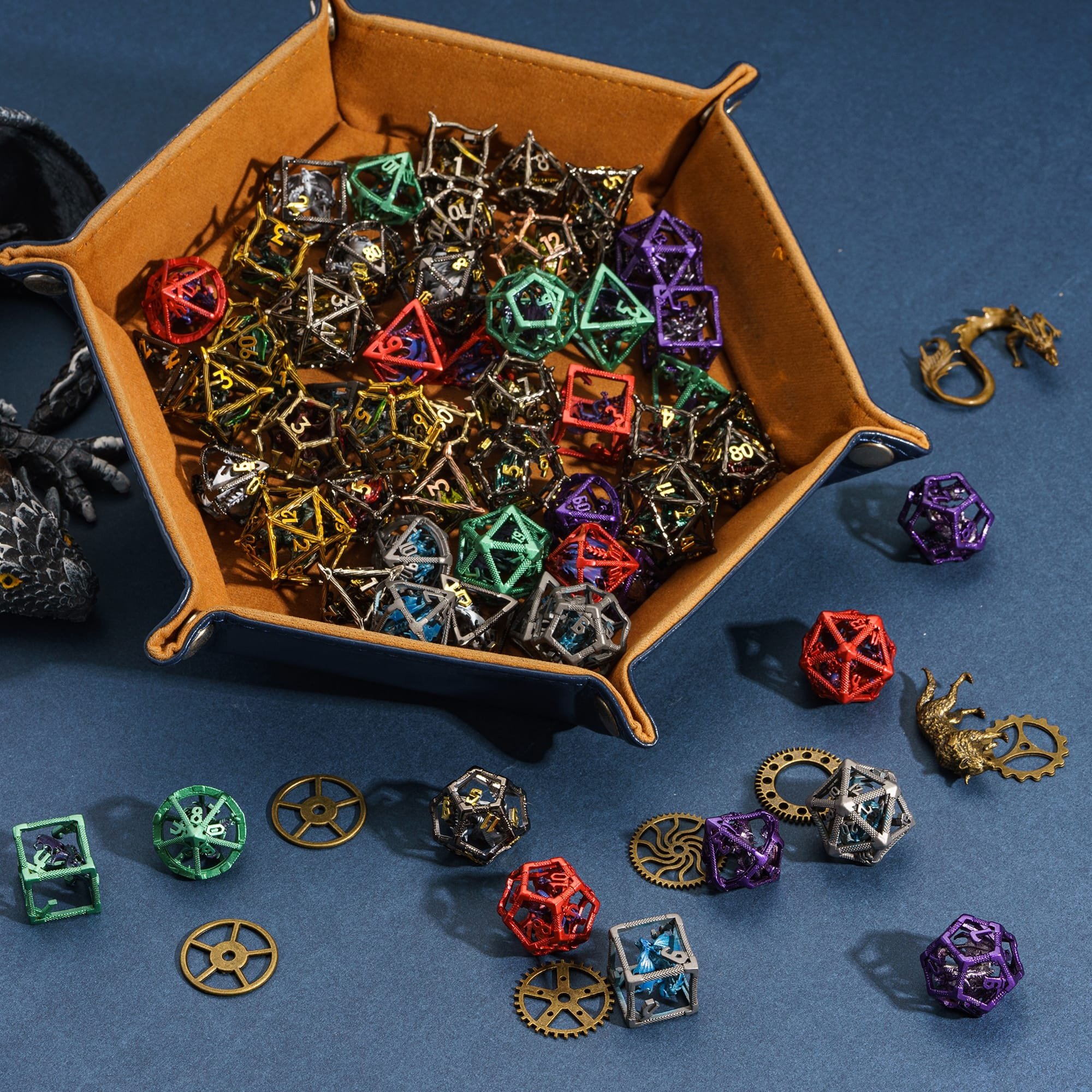 Udixi Custom Casino Polyhedral Skull Metal Dice Set Team Game Dice Set Metal D&D Rpg Tabletop Game Metal Dice