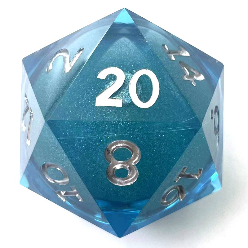 Custom D20 Liquid Core RPG Polyhedron DND Resin Dice 55mm with Custom Logo