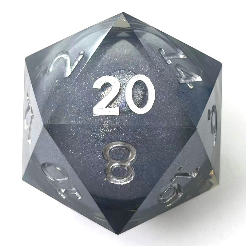 Custom D20 Liquid Core RPG Polyhedron DND Resin Dice 55mm with Custom Logo