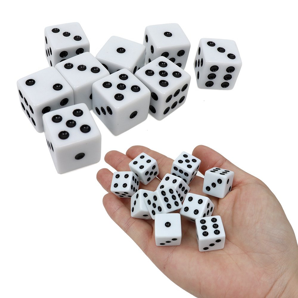 Classic Black and White Dice custom 16mm acrylic d6 six sided square straight corner for casino entertainment games