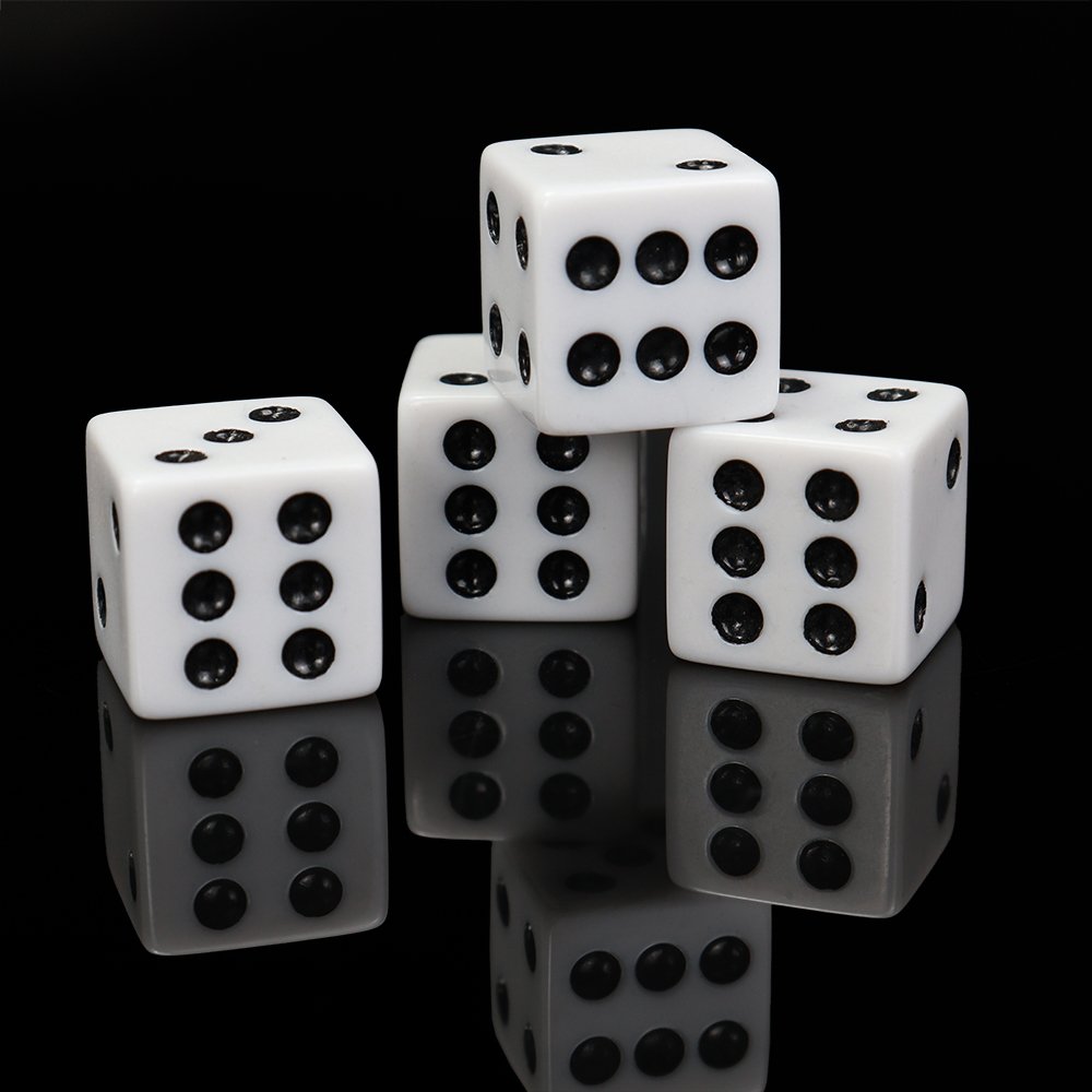 Classic Black and White Dice custom 16mm acrylic d6 six sided square straight corner for casino entertainment games