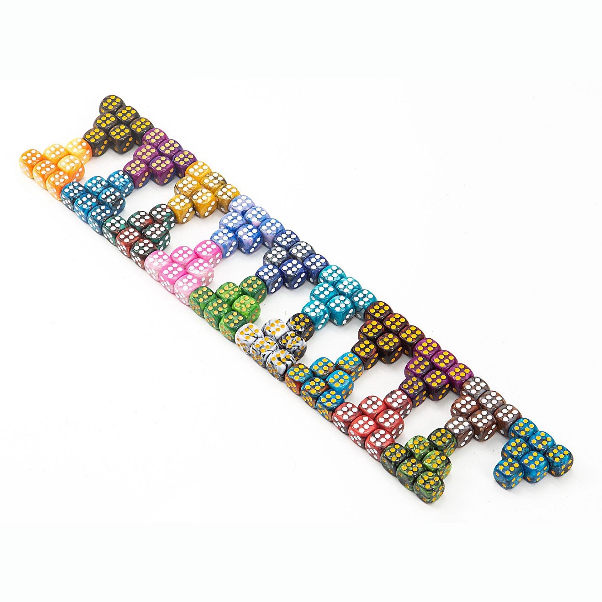 12mm Mix Color D6 Double Cube Playing Round Dot D6 Dice Set Acrylic Game Poker Dice for Gambling Board Tabletop Game Pack of 10
