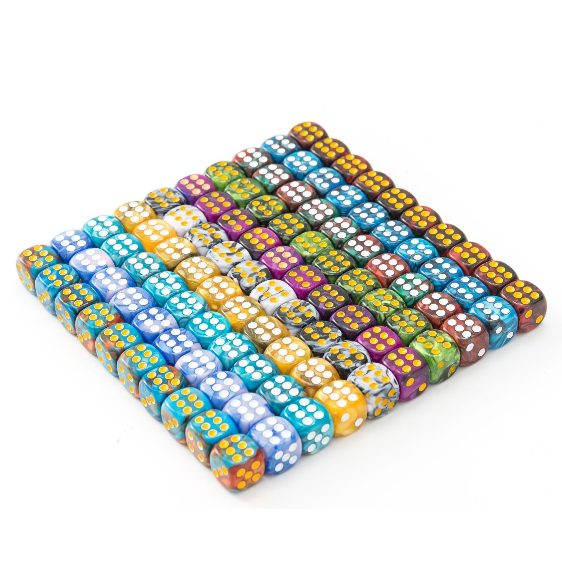 12mm Mix Color D6 Double Cube Playing Round Dot D6 Dice Set Acrylic Game Poker Dice for Gambling Board Tabletop Game Pack of 10